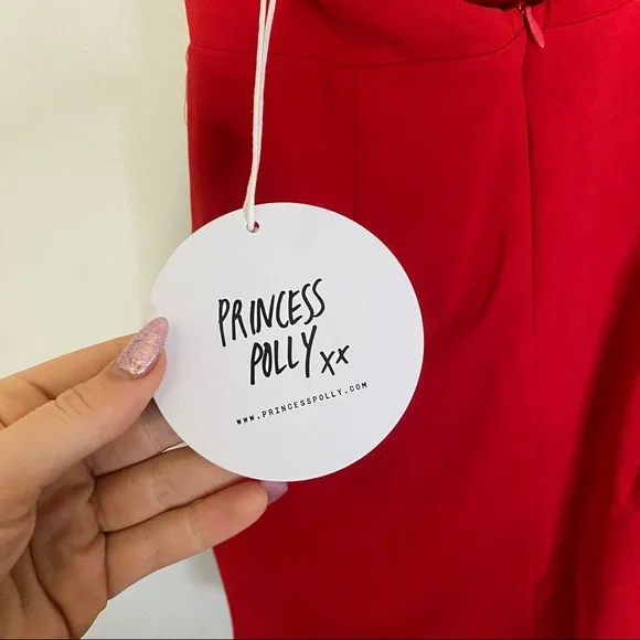 Princess Polly NWT Dress PRIYA Mini Sexy Strappy One Shoulder Font Slit Red 8 - Picture 6 of 8